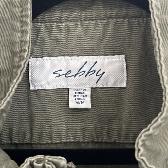 Sebby Military Utility Jacket Sweatshirt Medium Olive Army Green 90s Grunge - Picture 5 of 16